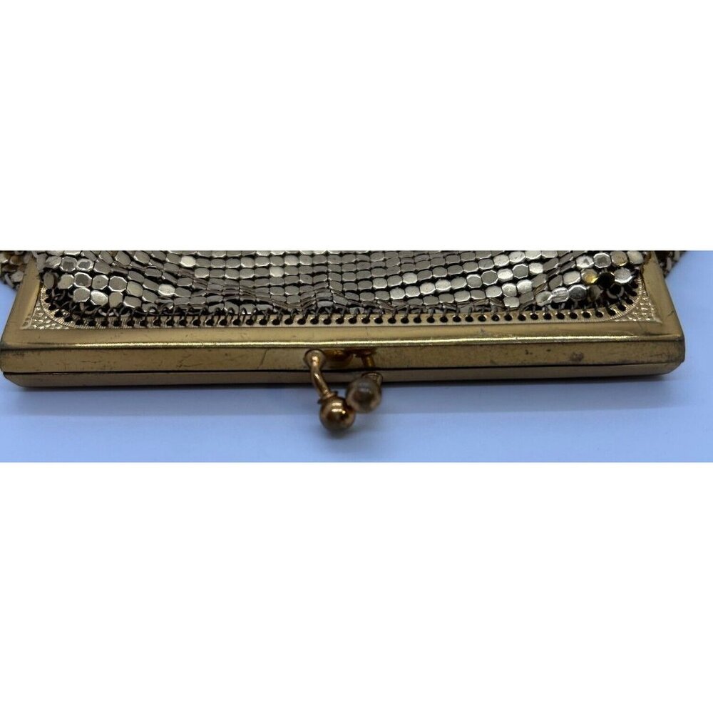 Vintage Whiting & Davis Gold Mesh Evening Bag Purse Clutch Formal Wedding 1950s - Picture 3 of 16